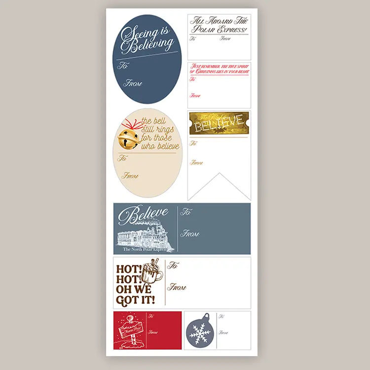 Christmas Family Gathering Polar Express Holiday Tags (Sticker Sheet)