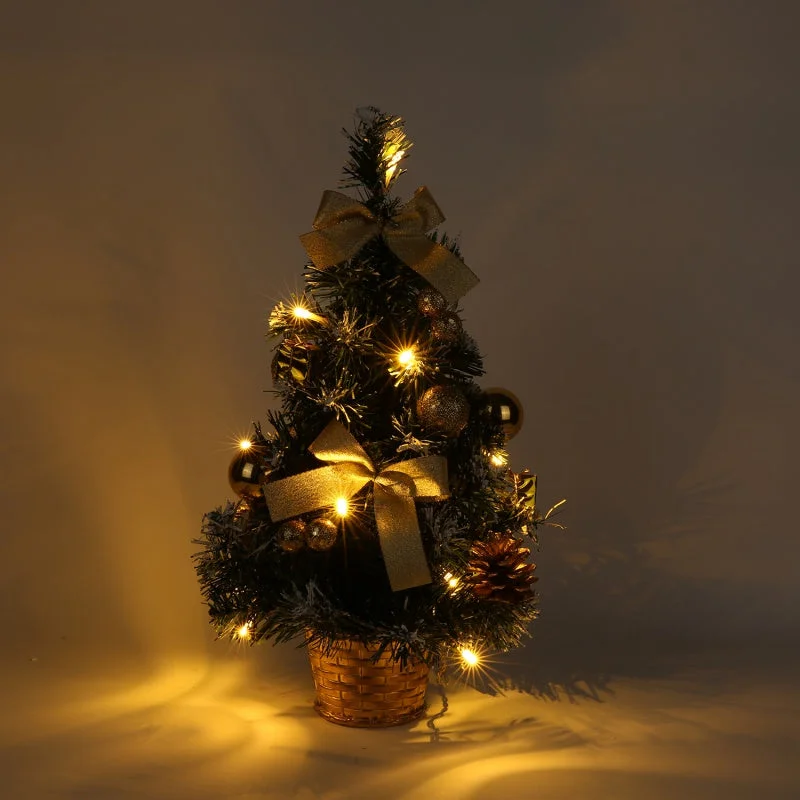 Christmas Cozy Weather Potted Plant with LED Light String Decor