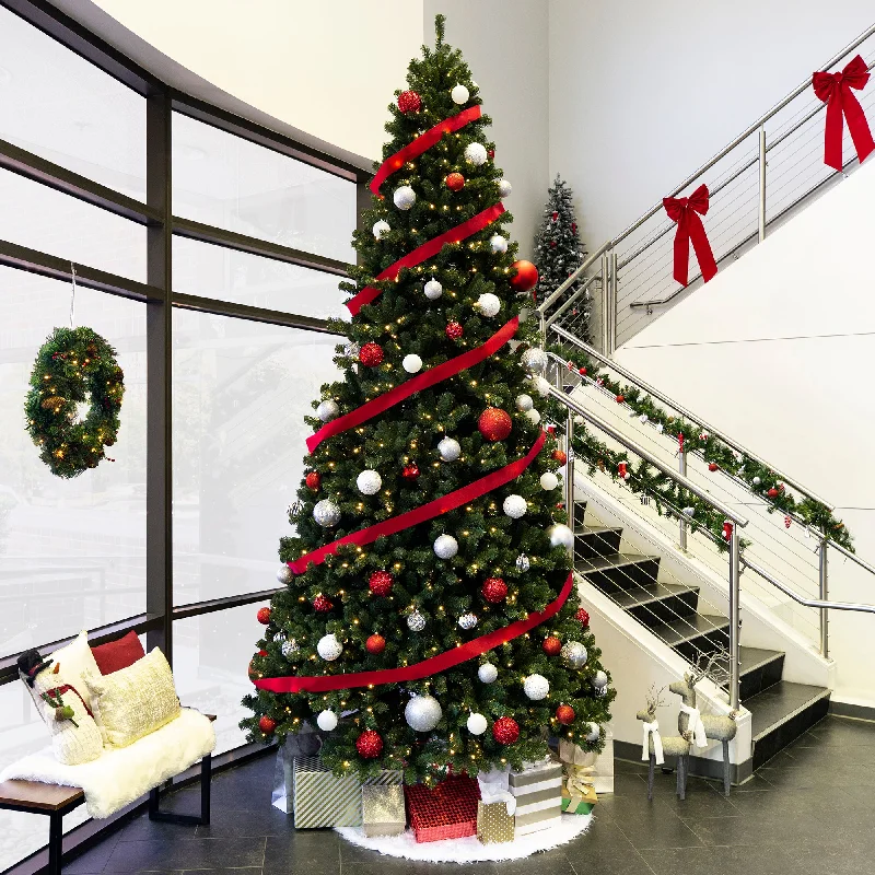 Christmas Snowman Building Pre-Lit Instant No Fluff Artificial Spruce Christmas Tree w/ Memory Branches