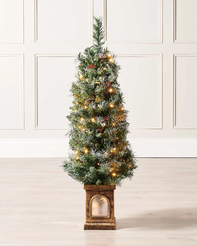 Christmas Handmade Crafts Pre-Lit Scandinavian Blue Spruce Christmas Tree, 4 ft