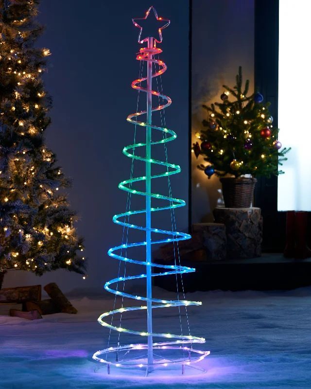 Spiral Rope Light Christmas Tree Silhouette, 5 ft