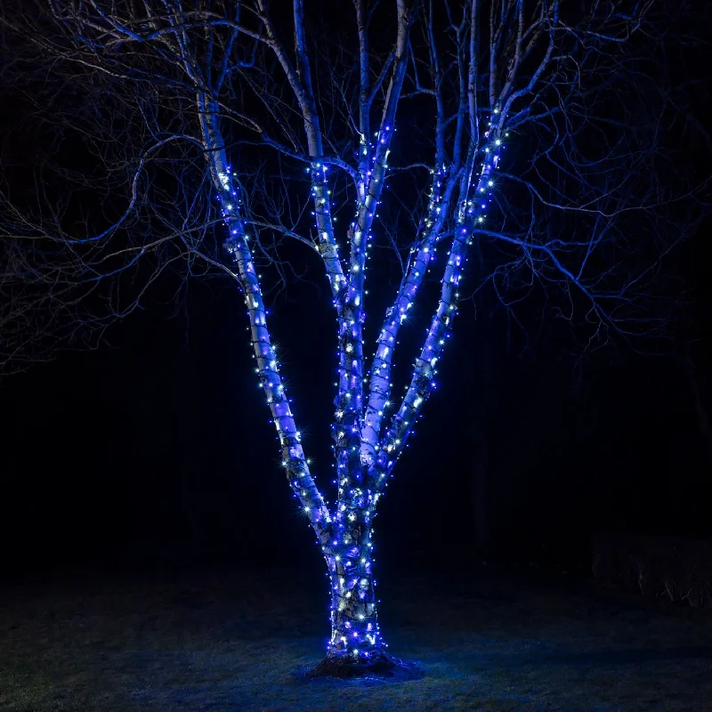 Christmas Fireplace Cozy Pro Connect 165m 1650 Blue & White Connectable String Lights Black Cable