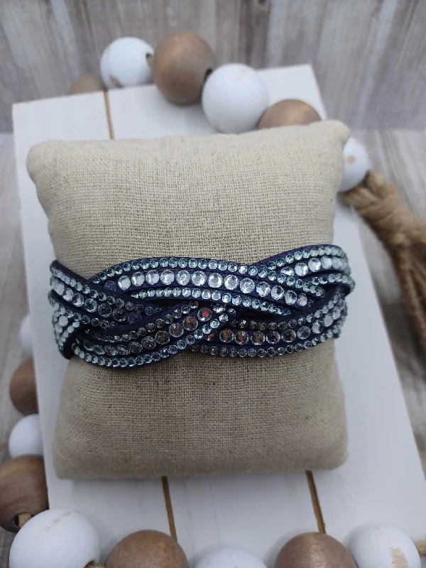 Christmas Ornament Collection Purple Braided Bracelet w/ Rhinestones