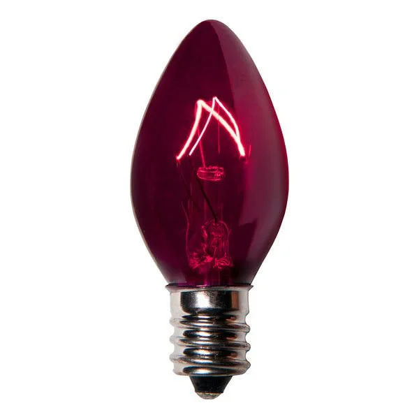 Christmas Cozy Fireplace Purple C7 Transparent Incandescent Light Bulbs - 25/BX
