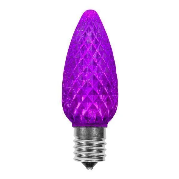 Christmas Cozy Candles Purple C9 Crystal Cut LED Light Bulbs - 25/BX