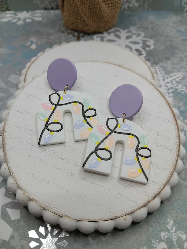 Christmas Starry Skies Purple Christmas Tree Lights Earrings