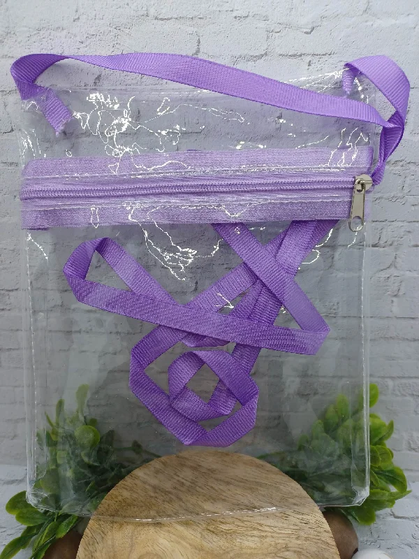 Christmas Festive Wrapping Purple Clear Zippable Crossbody Bag