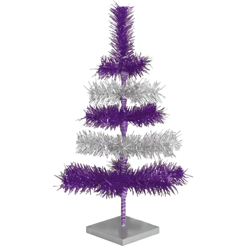 Christmas Outdoor Lights 紫色和银色分层金属丝圣诞树