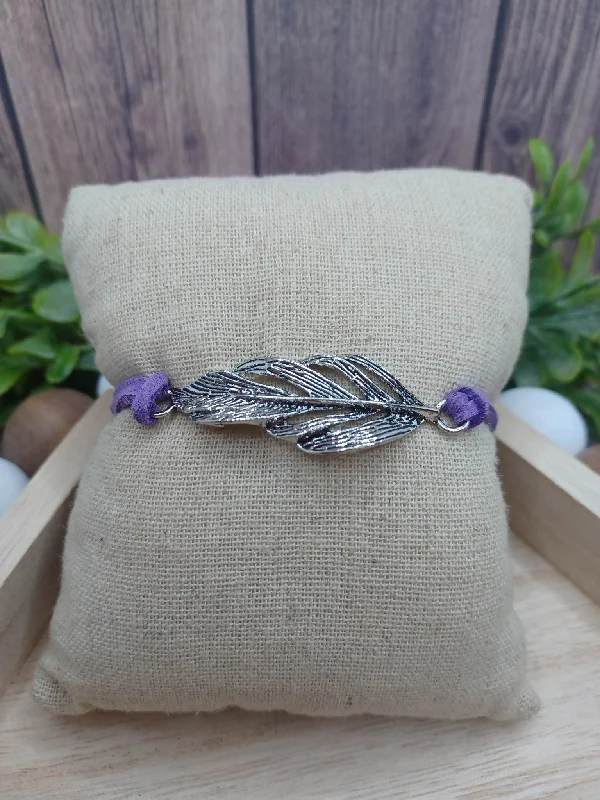 Purple Suede Feather Bracelet/Anklet