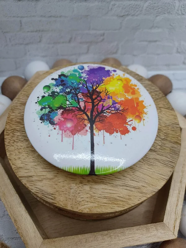 Christmas Beautiful Wreath Rainbow Paint Tree Mirror