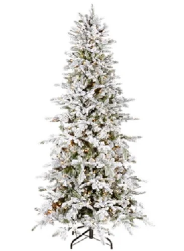 Christmas Snowy Windows Available to Order <br> RAZ Greenery <br> 7.5' Forever Lit Slim Flocked Tree
