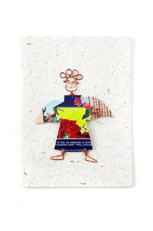 Christmas Reindeer Bells Recycled Metal Angel Note Card