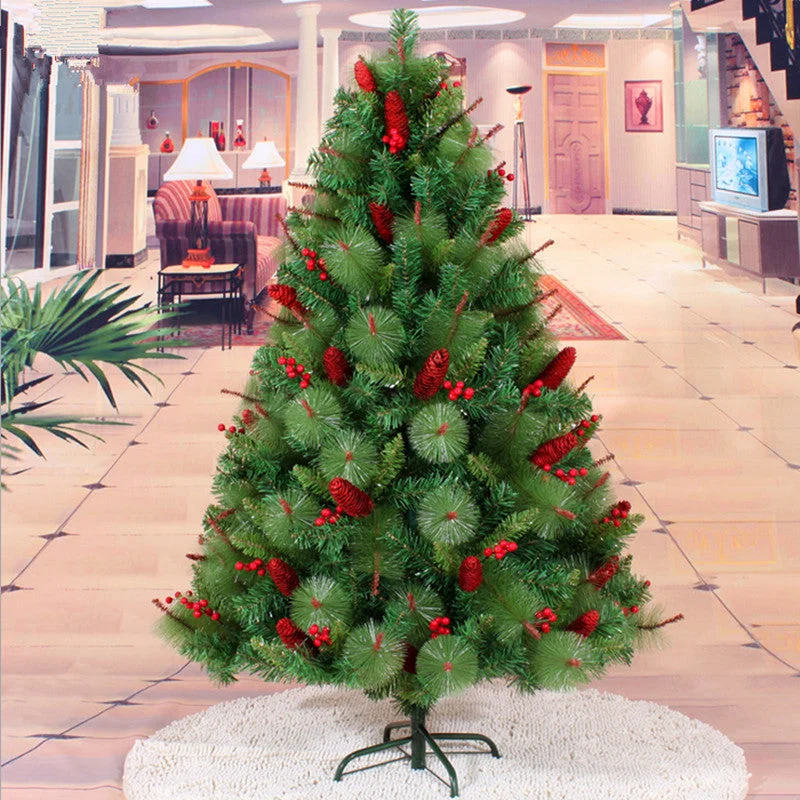 Christmas Snow Covered Trees red berries mixed pine needles tree