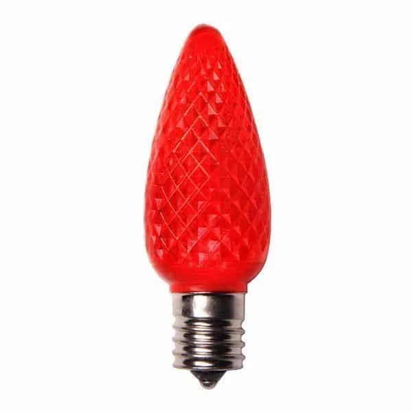 Christmas Festive Lights Red C9 Crystal Cut LED Light Bulbs - 25/BX