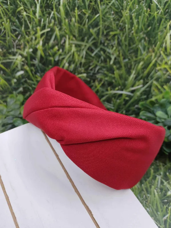 Christmas Cozy Candles Red Gathered Headband