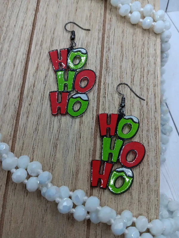 Christmas Cozy Sweaters Red & Green HO HO HO Earrings