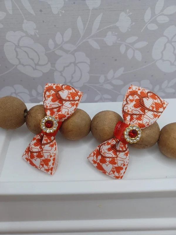 Christmas Wooden Decor Red Heart Patterned Hair Accessory Set