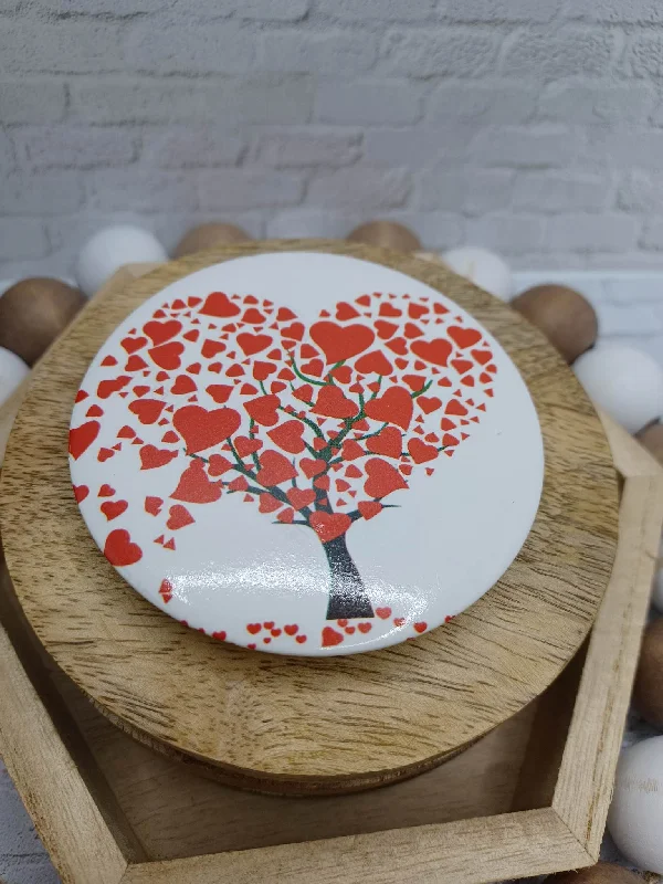 Christmas Fairy Lights Red Hearts Tree Mirror