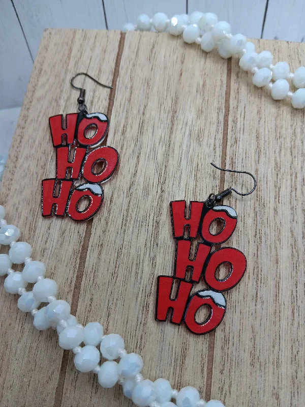 Christmas Homemade Crafts Red HO HO HO Earrings