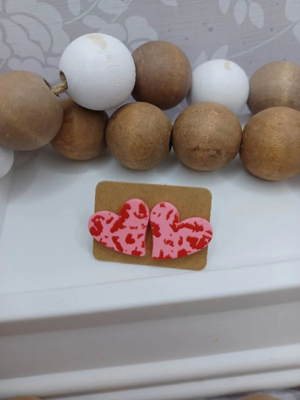 Christmas Cozy Blankets Red & Pink Heart Earrings