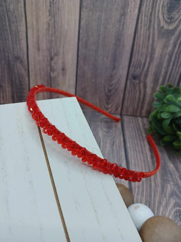 Christmas Twinkling Lights Red Rhinestone Beaded Headband