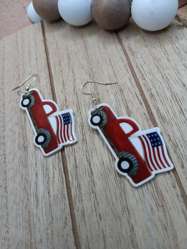 Christmas Handmade Crafts Red Truck Earrings