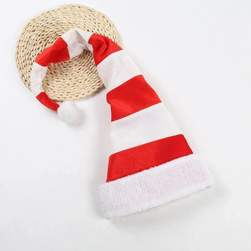 Christmas Festive Lights Red White Striped Christmas Cap Hat Modeling Long Elves