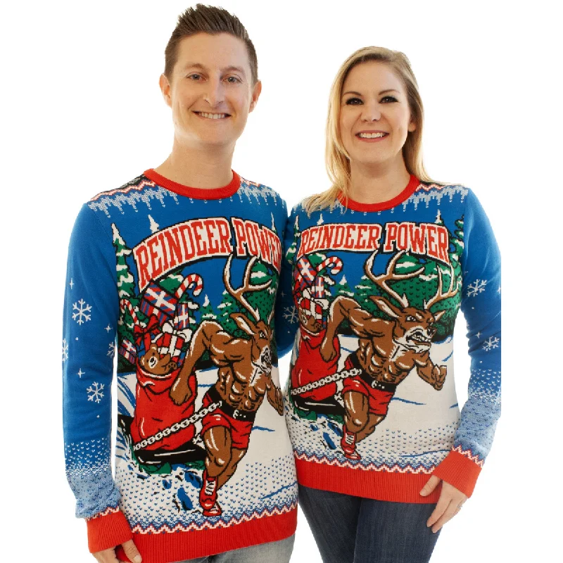 Christmas Holiday Table Reindeer Power | Ugly Christmas Sweater For Men & Women | Unisex Sizing