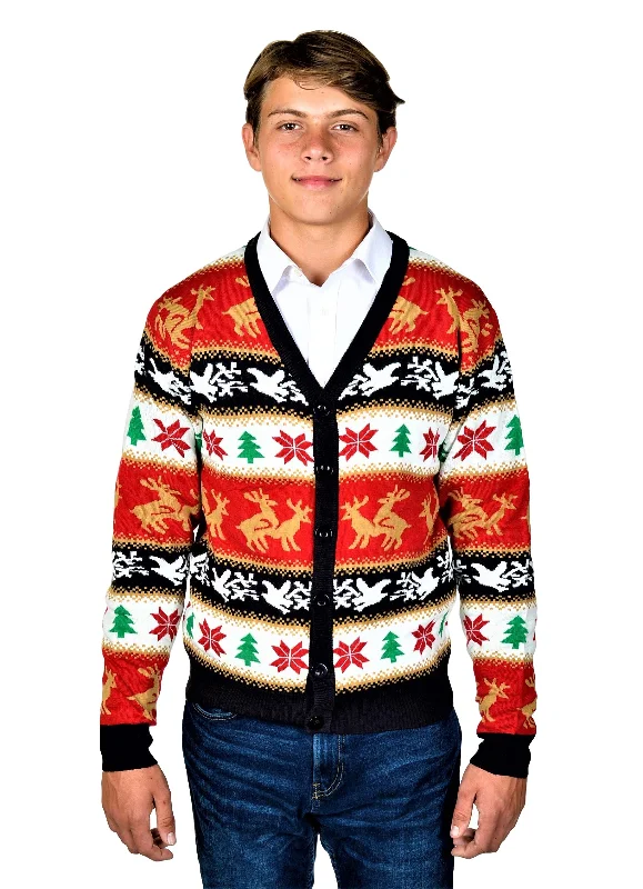 Christmas Gift Wrapping Ideas KESIS Rein Deer Ugly Christmas Sweater for Men Cardigan