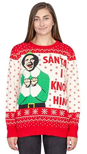 Christmas Home Decorations Ripple Junction Elf Buddy Santa I Know Him Pattern Ugly Christmas Sweater (Adult XX-Large)