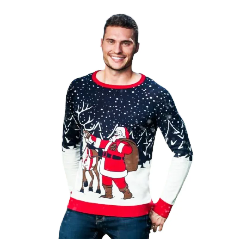Christmas Jolly Surprises Santa And Reindeer  Sweater