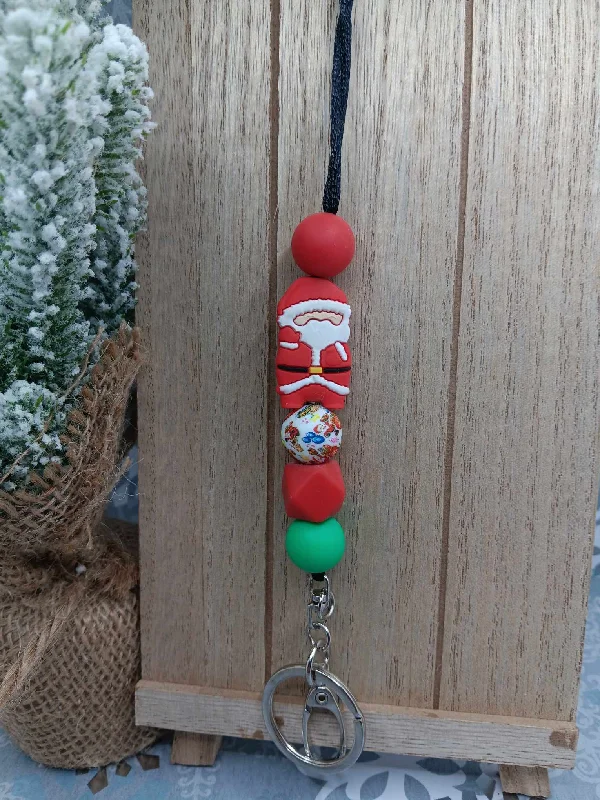 Christmas Wrapped Surprises Santa Beaded Lanyard