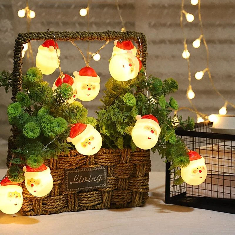 Christmas Winter Festival Santa Claus Snowflakes Pumpkin LED String Lights