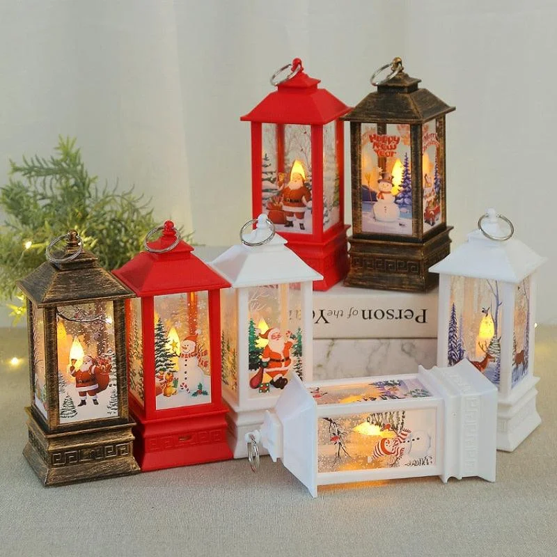 Christmas Chilly Snowfall Santa Claus Snowman Lantern Light Merry Christmas