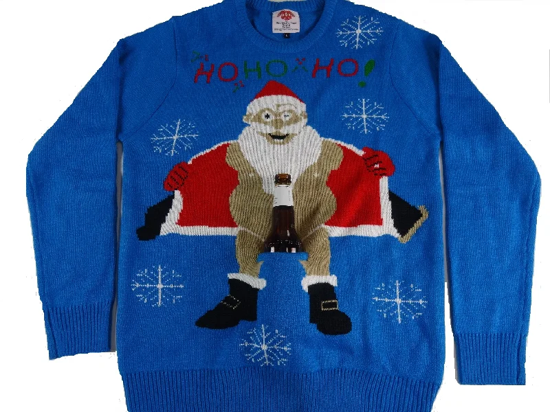 Christmas Winter Forest Santa Flashes Beer Holder Christmas Sweater