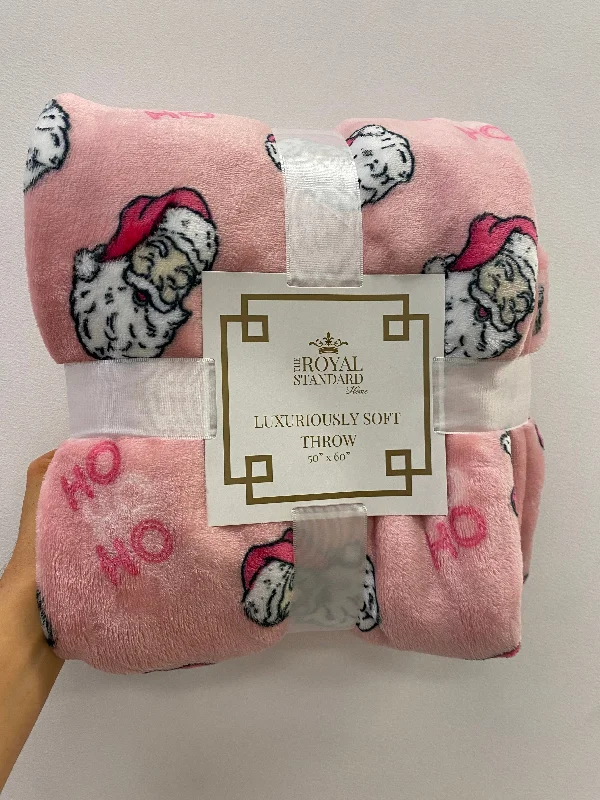 Christmas Sweet Treats Santa Pink Plush Throw Blanket