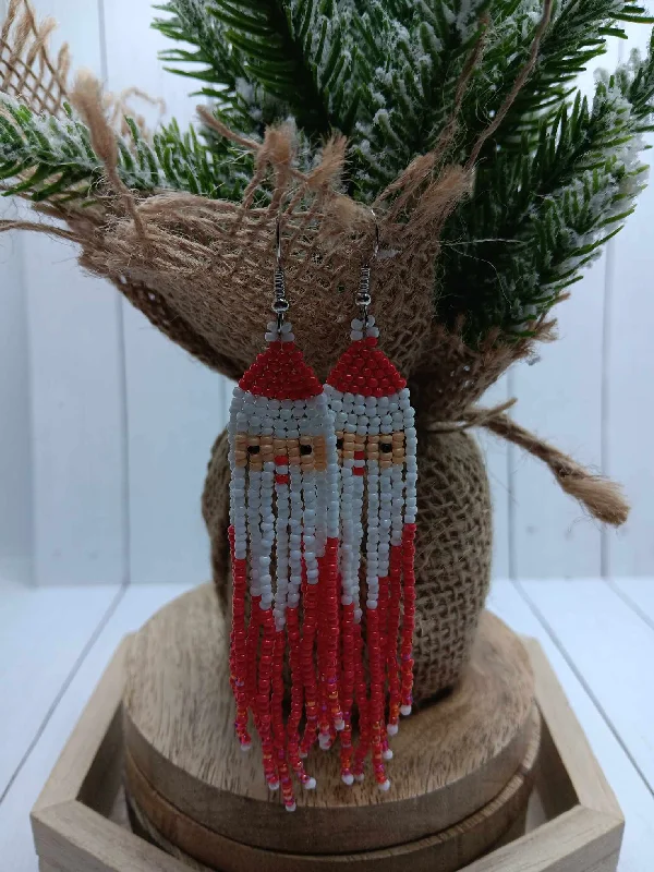 Christmas Magical Scenery Santa Seed Beaded Earrings