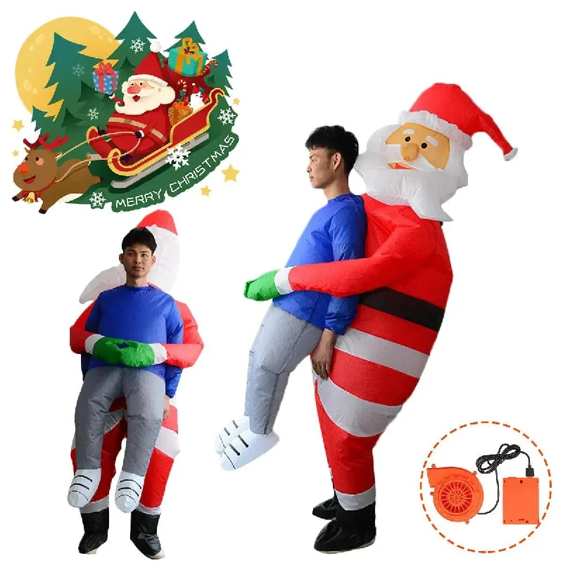 Christmas Warm Glow Scary Christmas Man Inflatable Costume Blow Up Suits