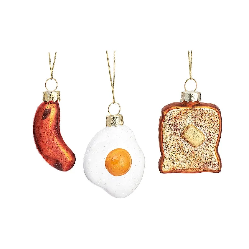 Set of 3 Breakfast Items Christmas Tree Decorations