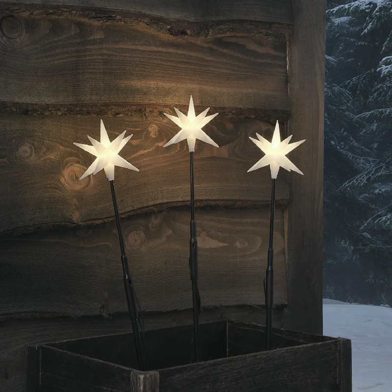 Christmas Cozy Weather Set of 3 LED Starburst Stake Lights
