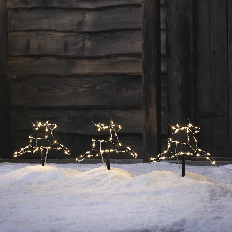 Christmas Pine Tree Farm Set of 3 Mini Reindeer LED Stake Lights