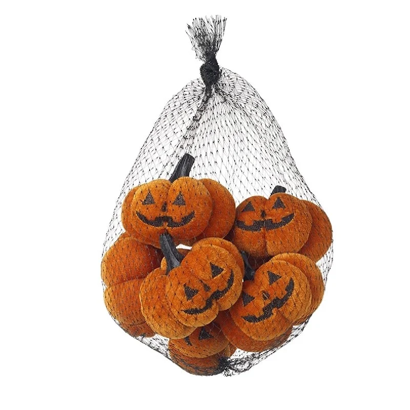Set of 6 Plush Jack O Lantern Halloween Decorations