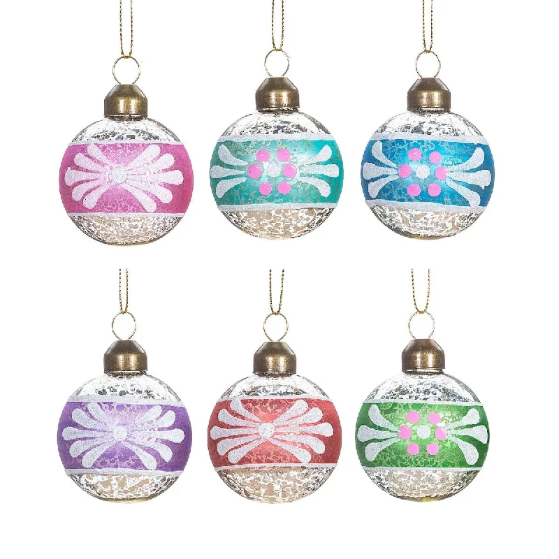 Set of Six Vintage Inspired Christmas Tree Baubles
