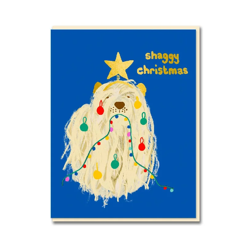 Shaggy Dog Christmas Holiday Greeting Card