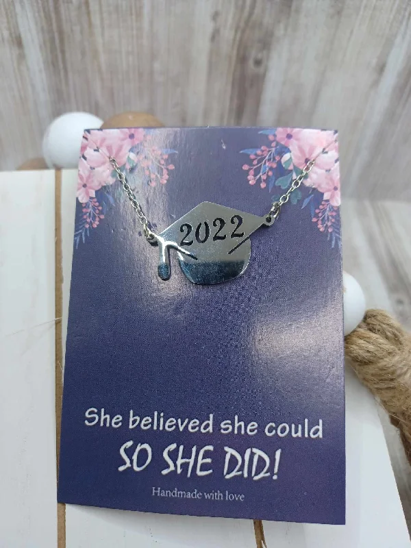 Christmas Golden Bells She Believed She Could - Graduation Cap Necklace - 2022
