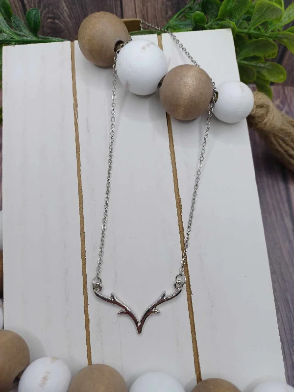 Christmas Homemade Cookies Silver Antler Necklace