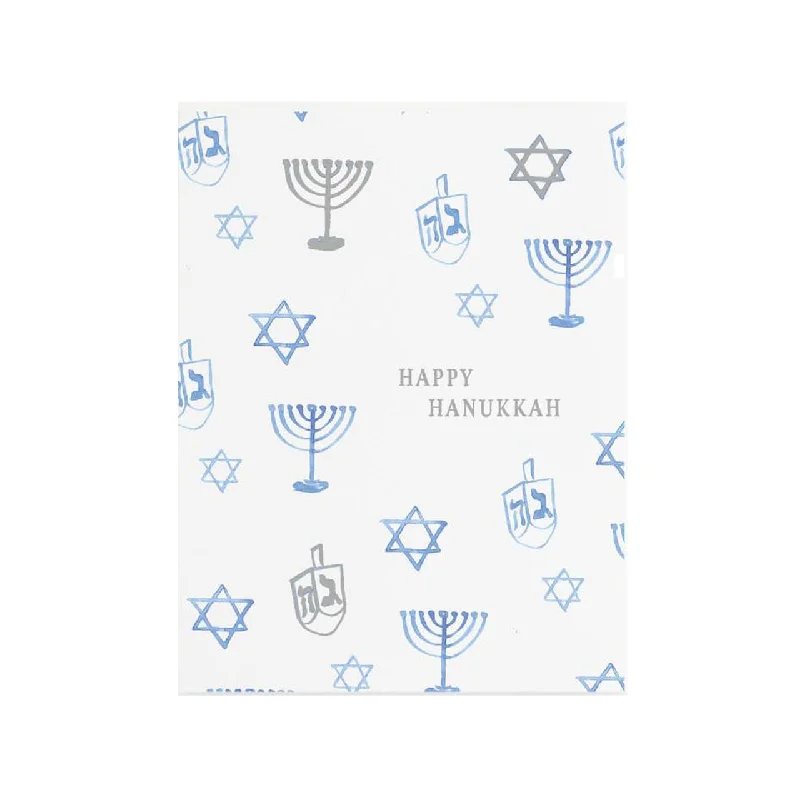 Christmas Santa Arrival Silver Foil Hanukkah Card