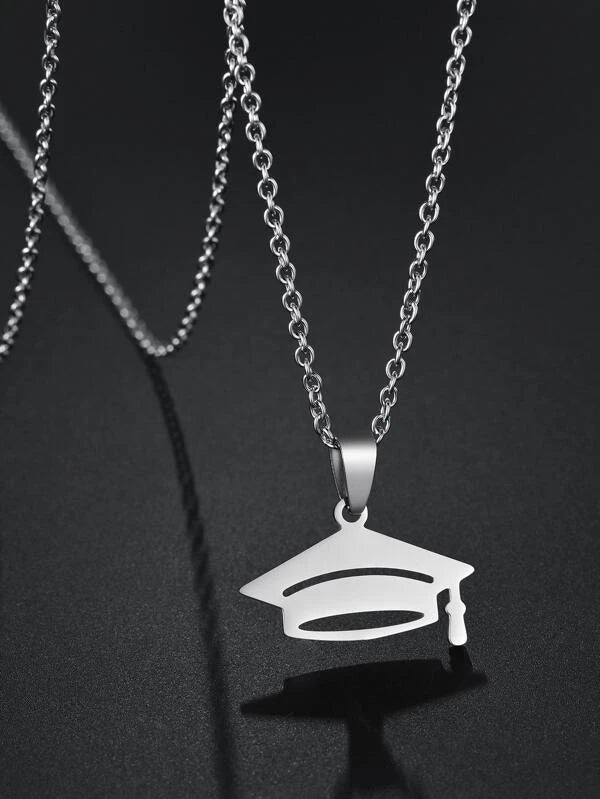Christmas Toy Workshop Silver Graduation Cap Necklace