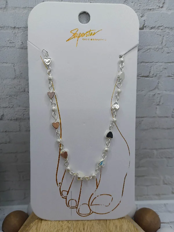 Christmas Star Tree Topper Silver Heart Anklet