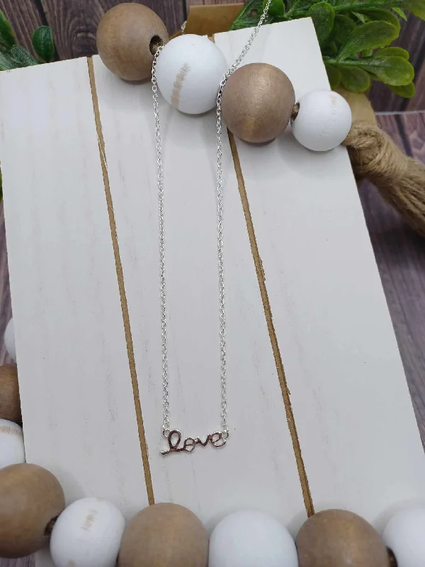 Christmas Gift Wrapping Ideas Silver "Love" Necklace